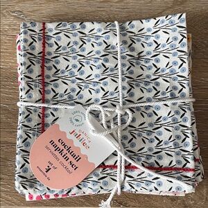 Danica Cocktail Napkin Set - Blue Floral Cotton